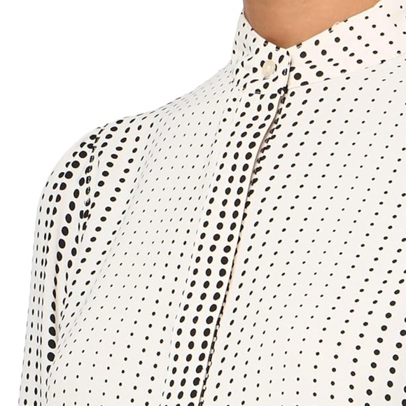 Anne Klein Florentine Dot Poet Blouse White / Black Medium - Picture 4 of 4